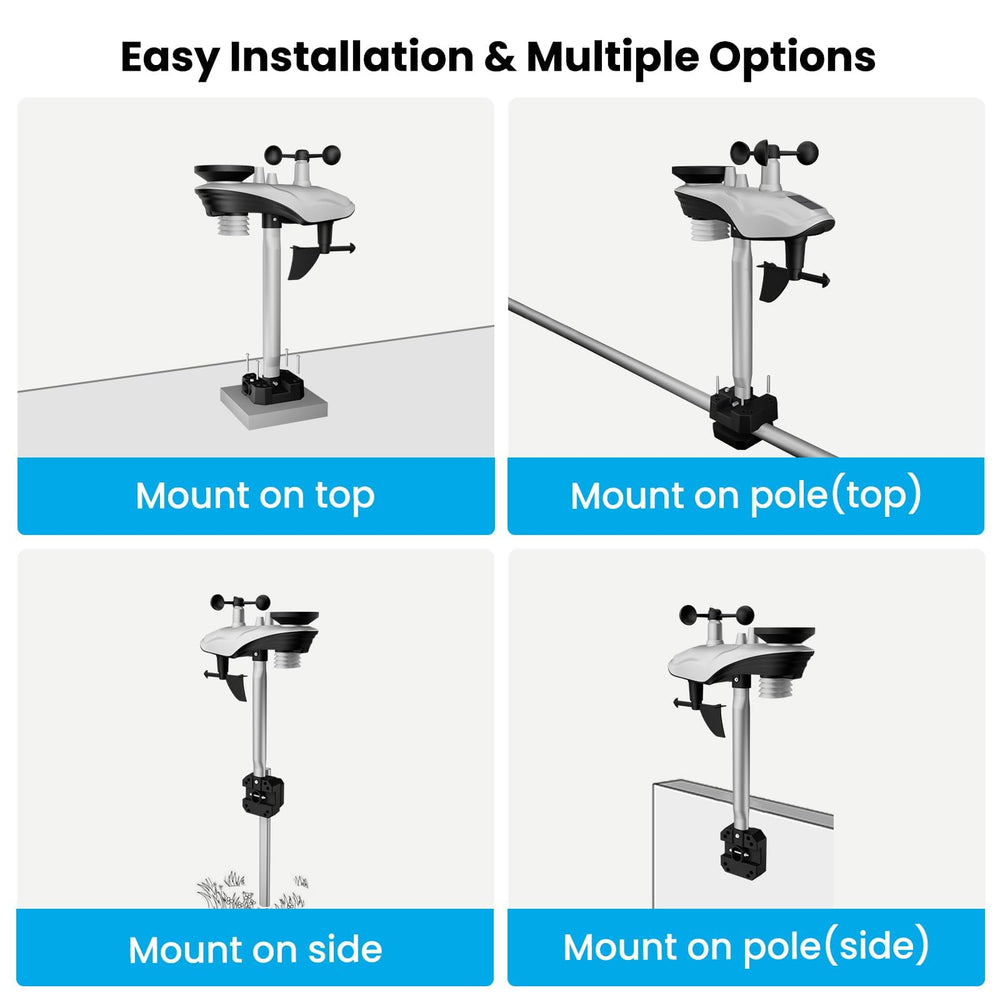 sainlogic sensor array side view with solar panel and wind vane for reliable outdoor readings