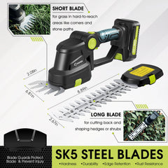 Saker short blade close-up showing 4.13-inch shear for clean lawn edging and grass shaping