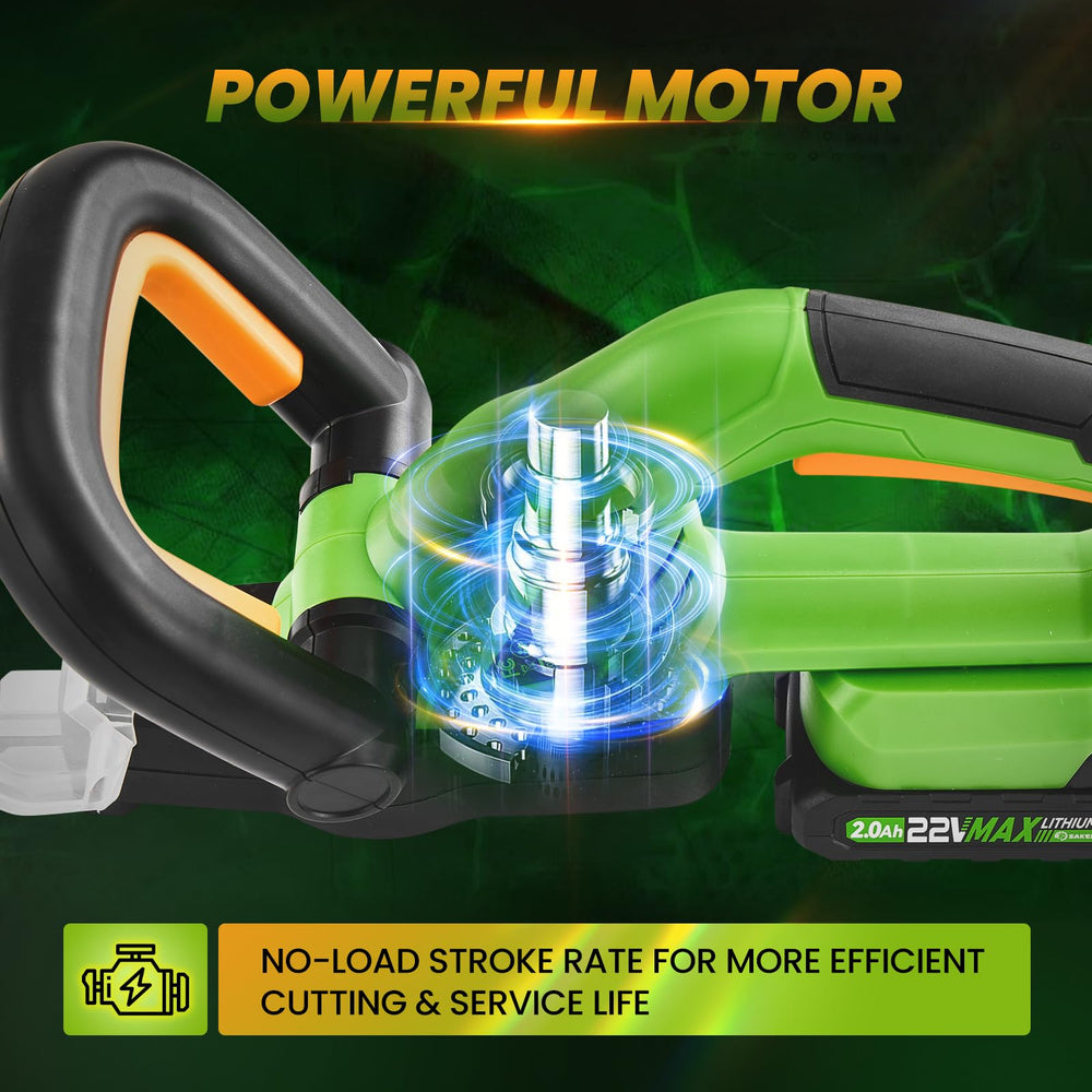 Saker two 22V batteries and rapid charger for extended runtime on jobs