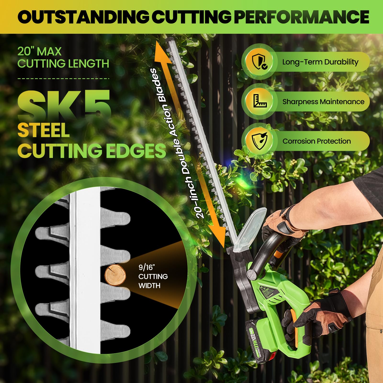 Saker close-up of dual-action blades showing precise teeth for reduced vibration