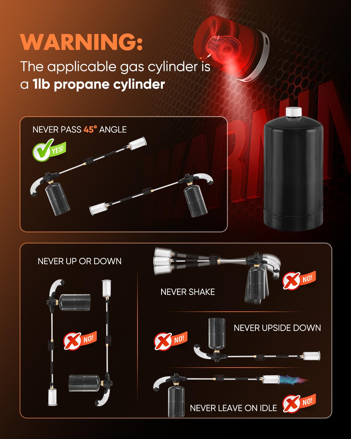 Saker torch in use burning weeds to clear cracks and edges safely