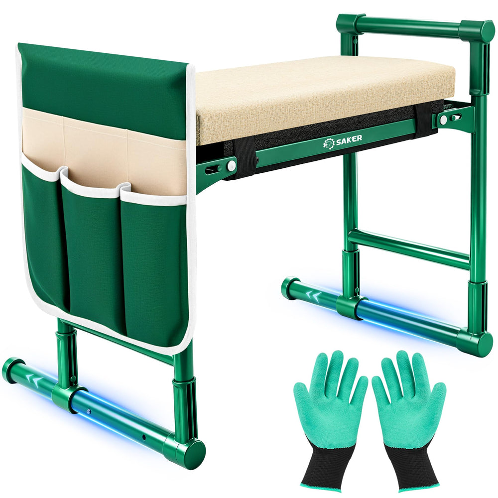 Saker front view folded kneeler showing portability and sturdy frame