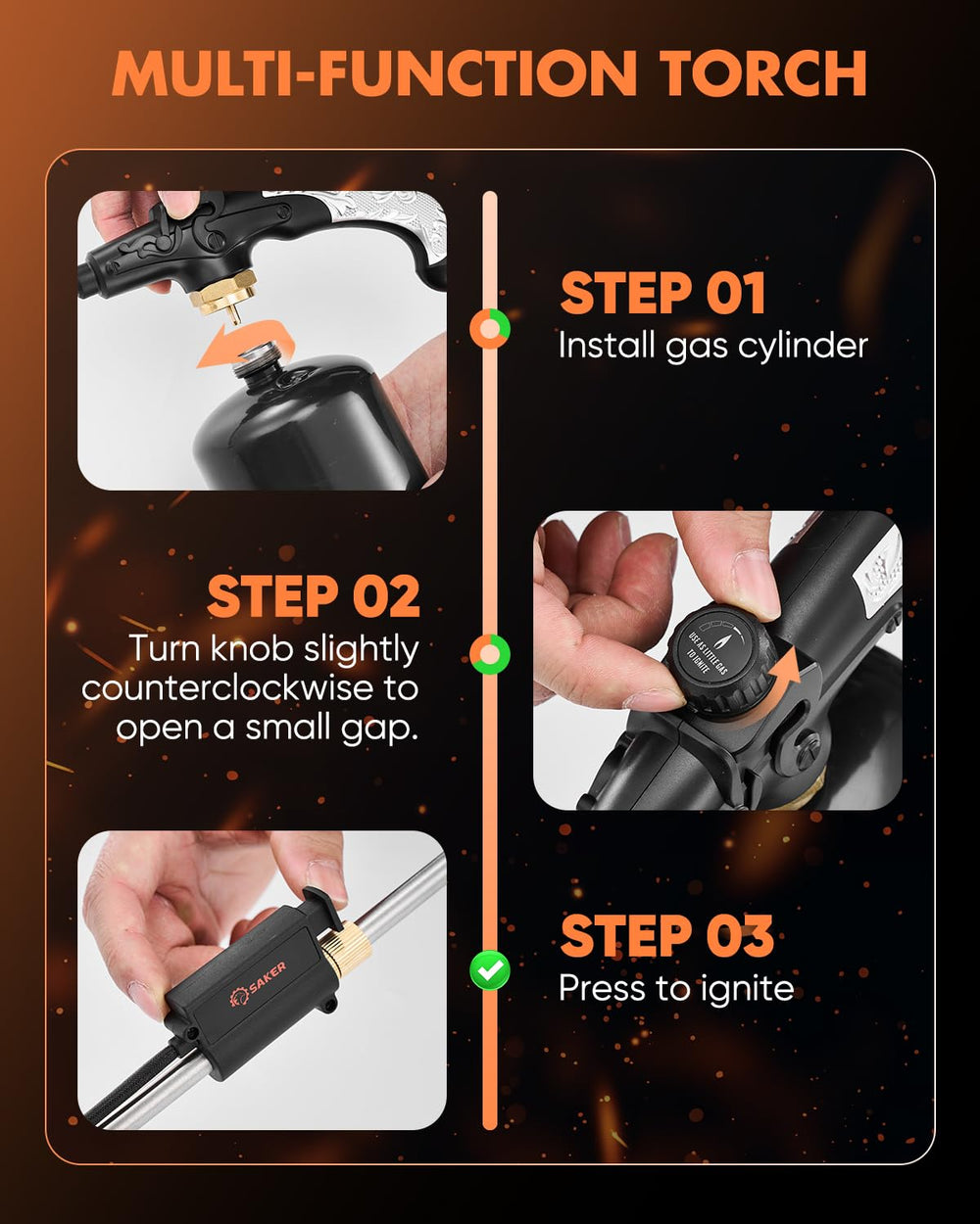Saker torch used in a garden setting showing faster yard maintenance