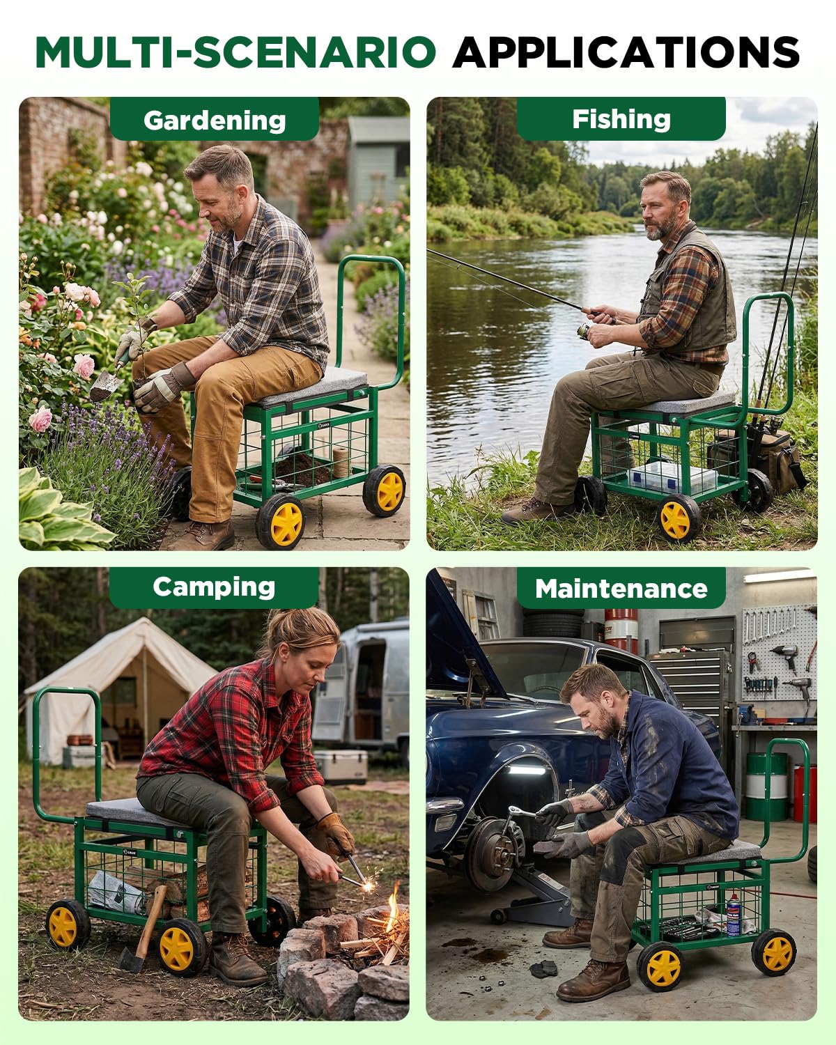 Saker in a garden being used by person, ergonomic comfort benefit