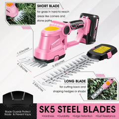 Saker long blade close-up showing SK5 steel teeth for clean hedge cuts