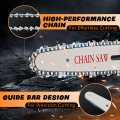 Saker mini chainsaw guide chain close-up showing hardened chain for smoother cuts benefit