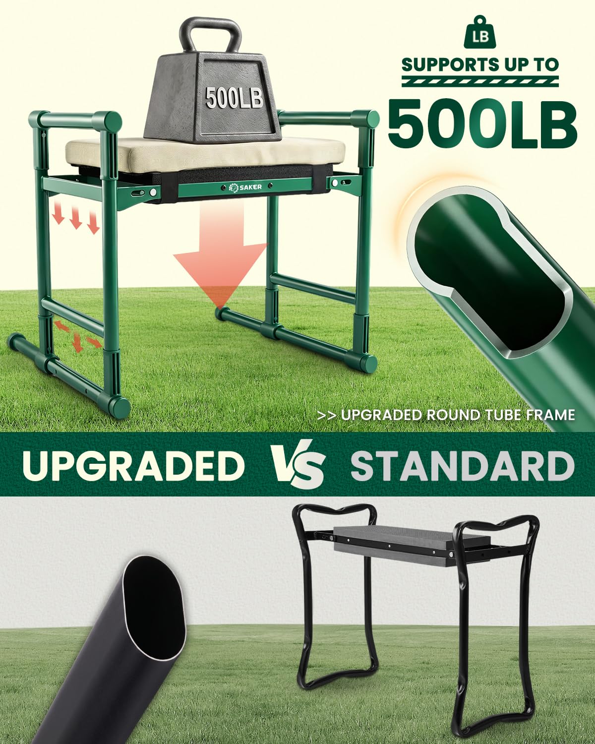 Saker seat mode set in garden offering comfortable sit-break benefit