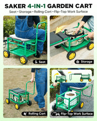 Saker open under-seat storage holding tools, organized convenience benefit