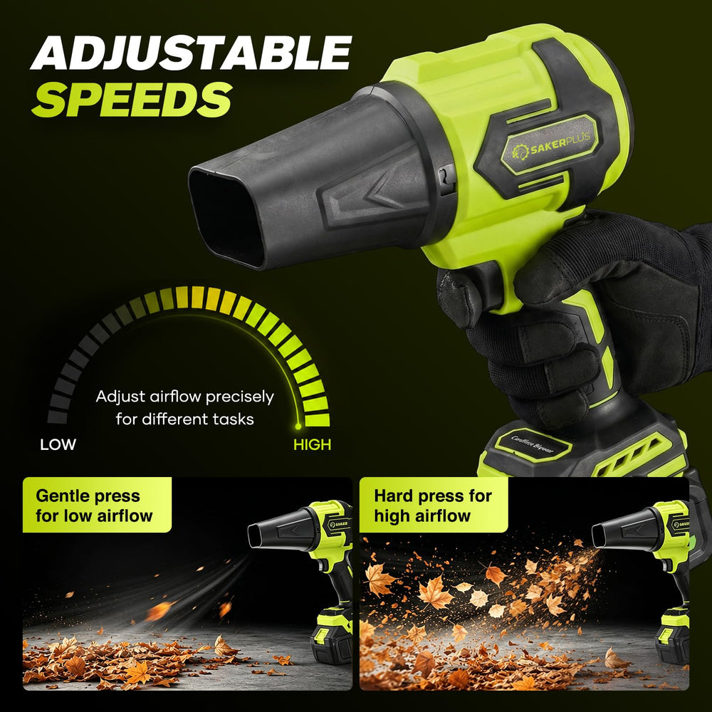 SakerPlus blowing leaves on driveway delivering quick yard cleanup