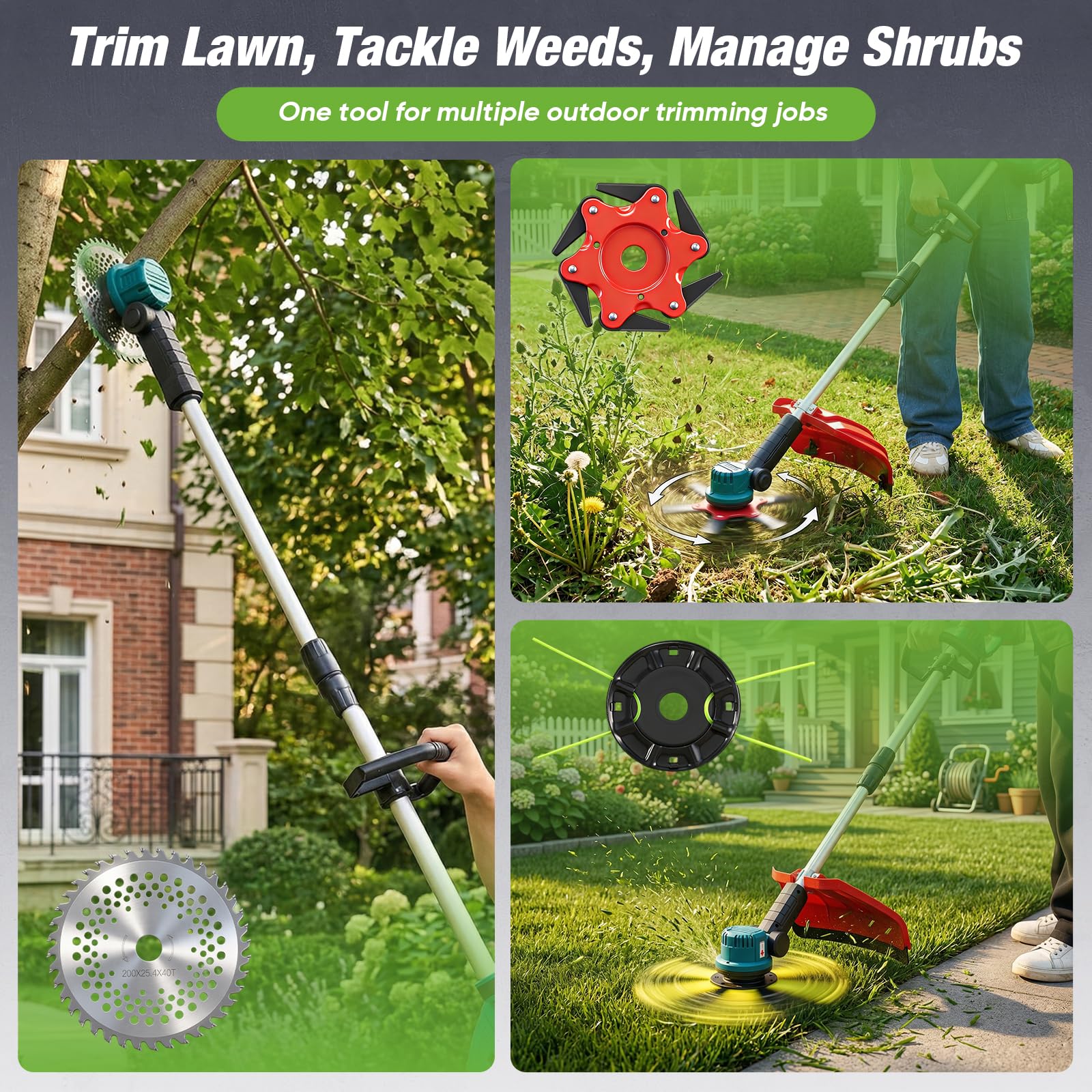 SakerPlus in use edging a lawn demonstrating neat borders and faster yard cleanup