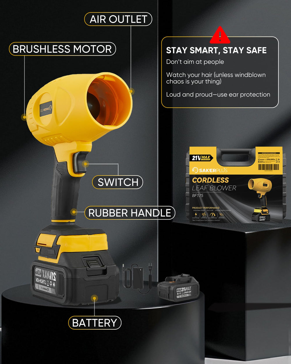 SakerPlus in garage lifestyle scene showing versatile cleaning around tools
