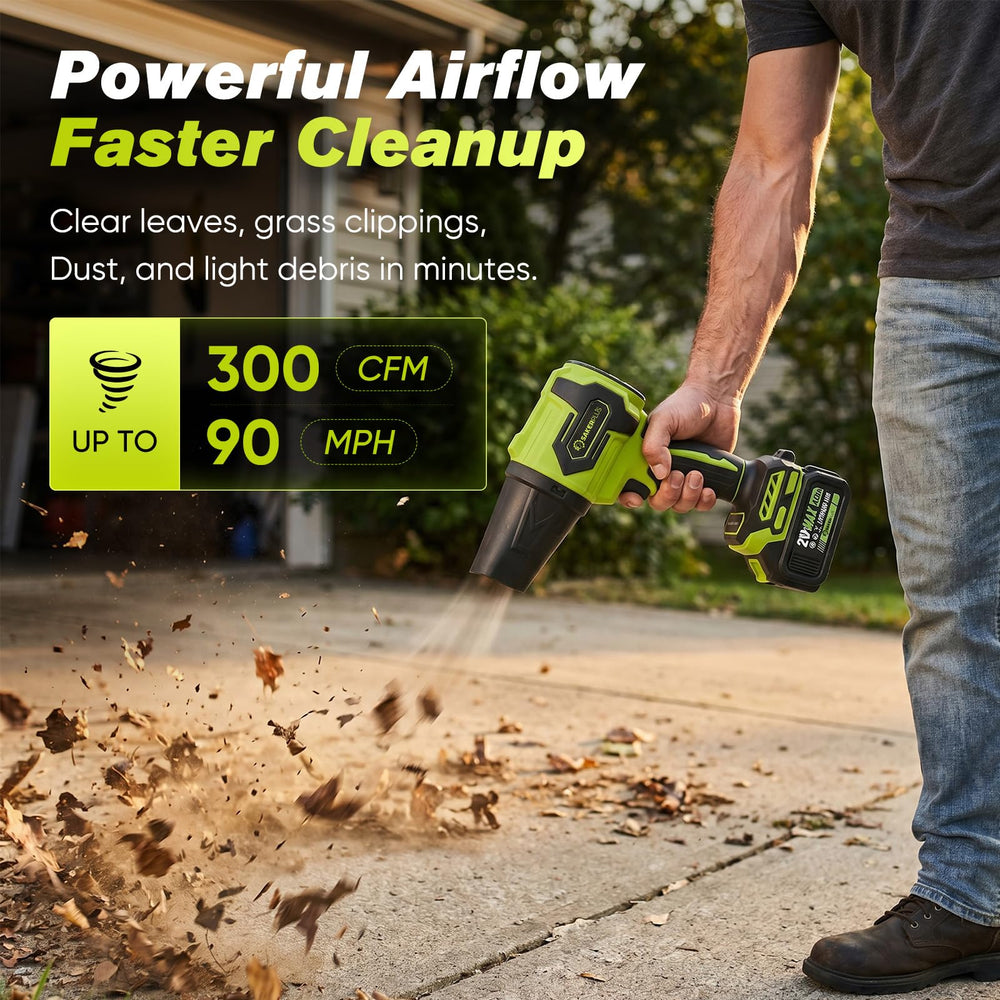 SakerPlus with long tube attached reaching across patio for fast clearing