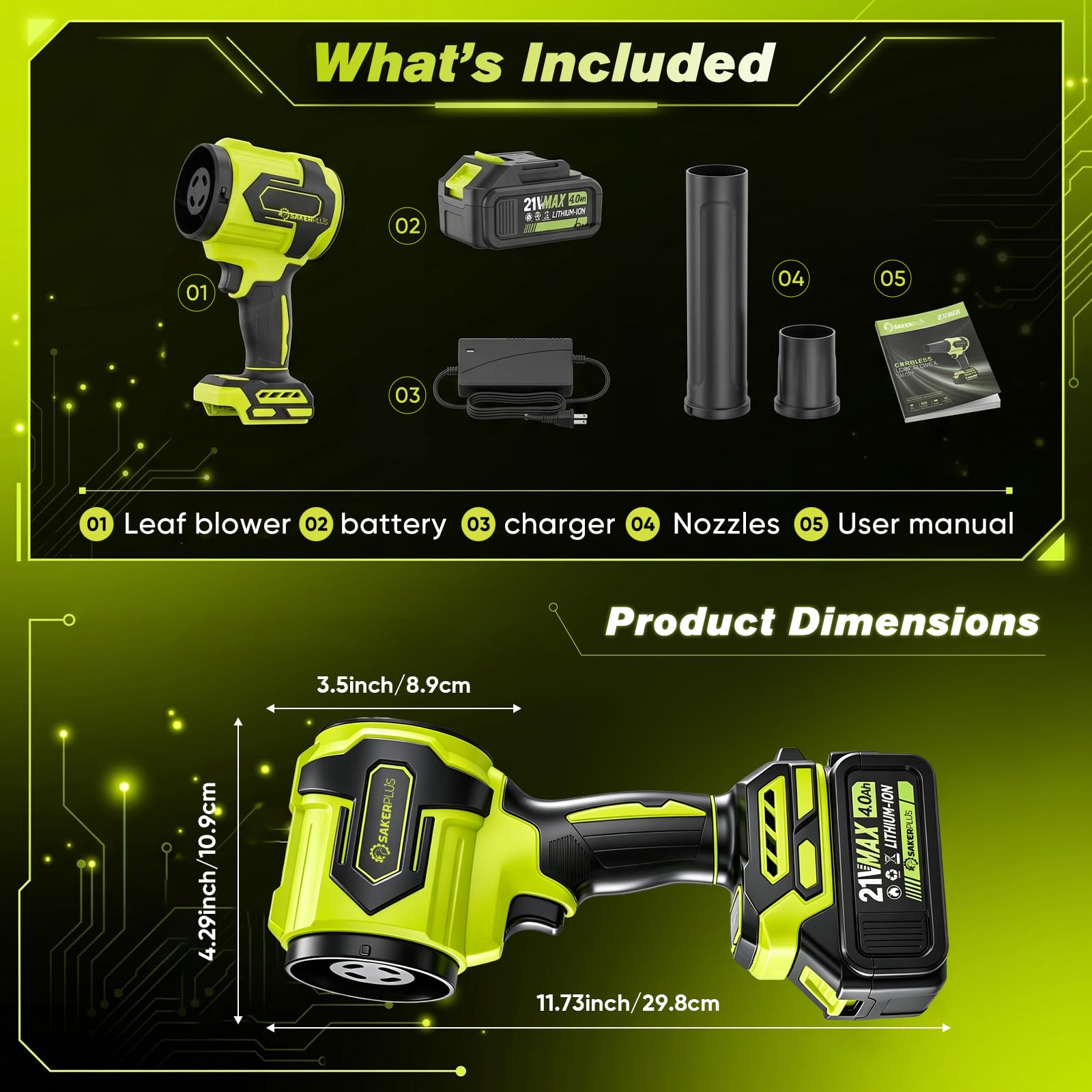 SakerPlus boxed with accessories showing included ear protection and nozzles