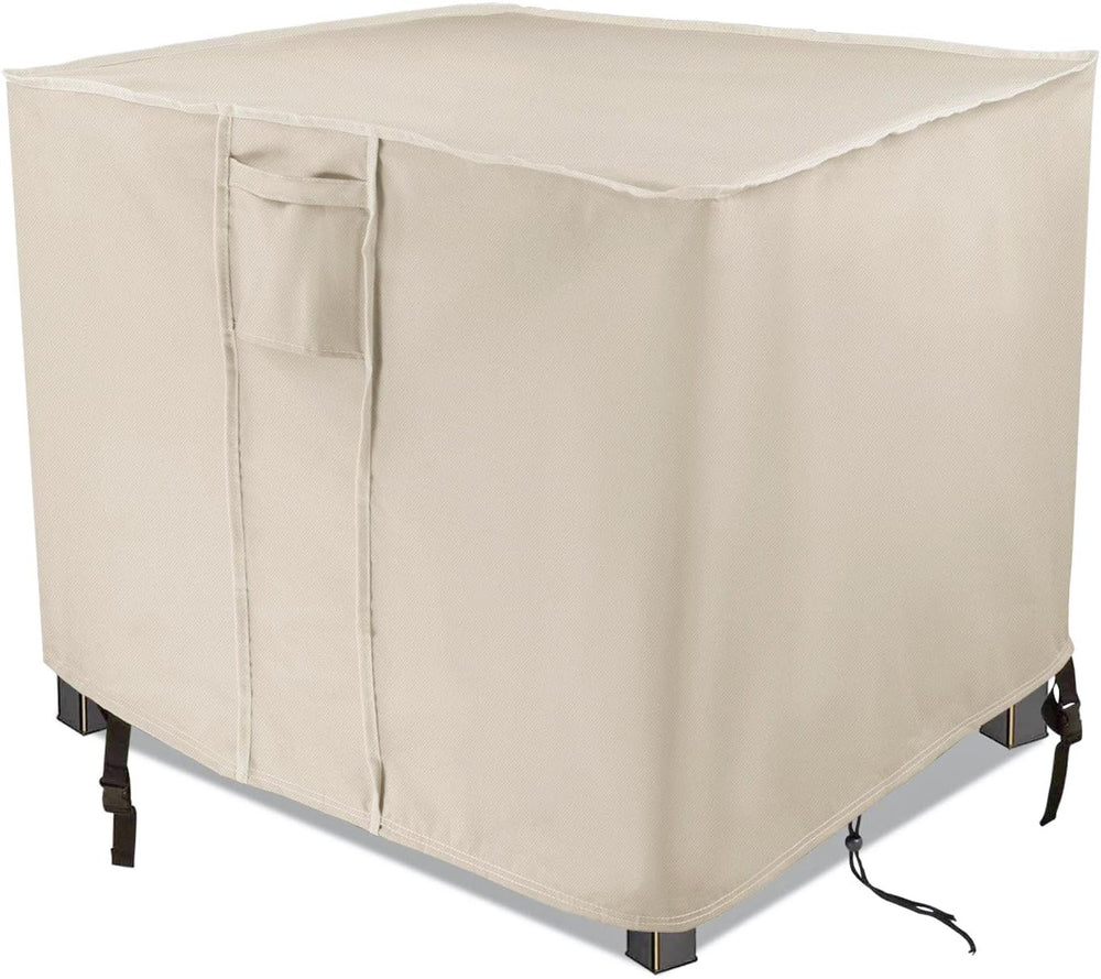 Saking cover on square fire pit showing full protection and weatherproof benefit