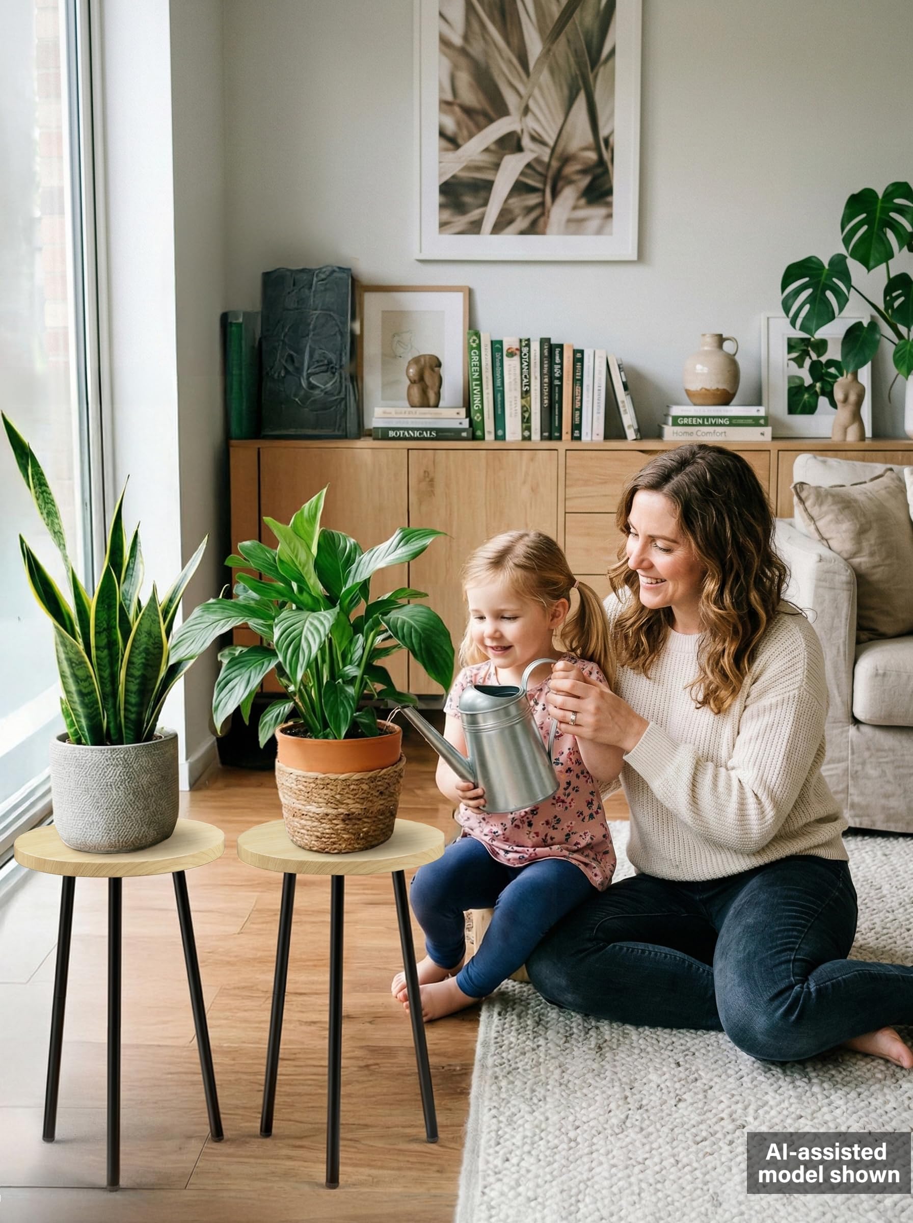SAKSUN corner placement in living room demonstrating space-saving benefit