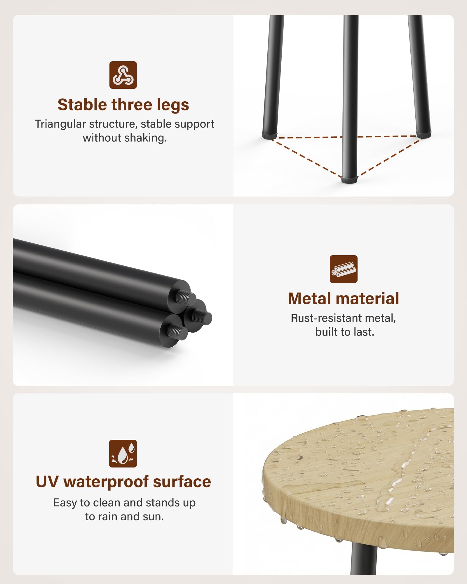 SAKSUN focused shot of metal legs illustrating sturdy triangular support
