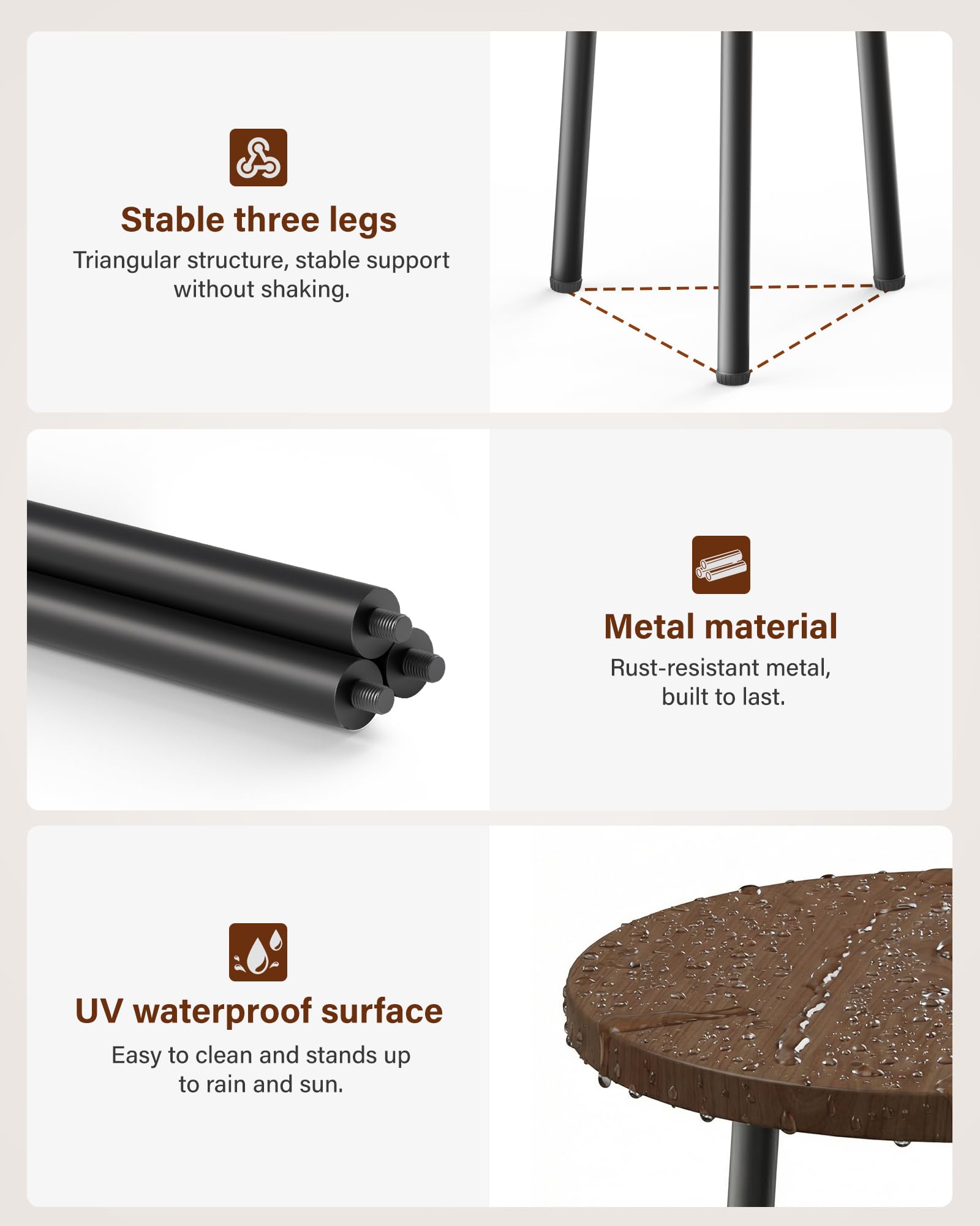 SAKSUN detail of metal leg connection highlighting sturdy triangular support