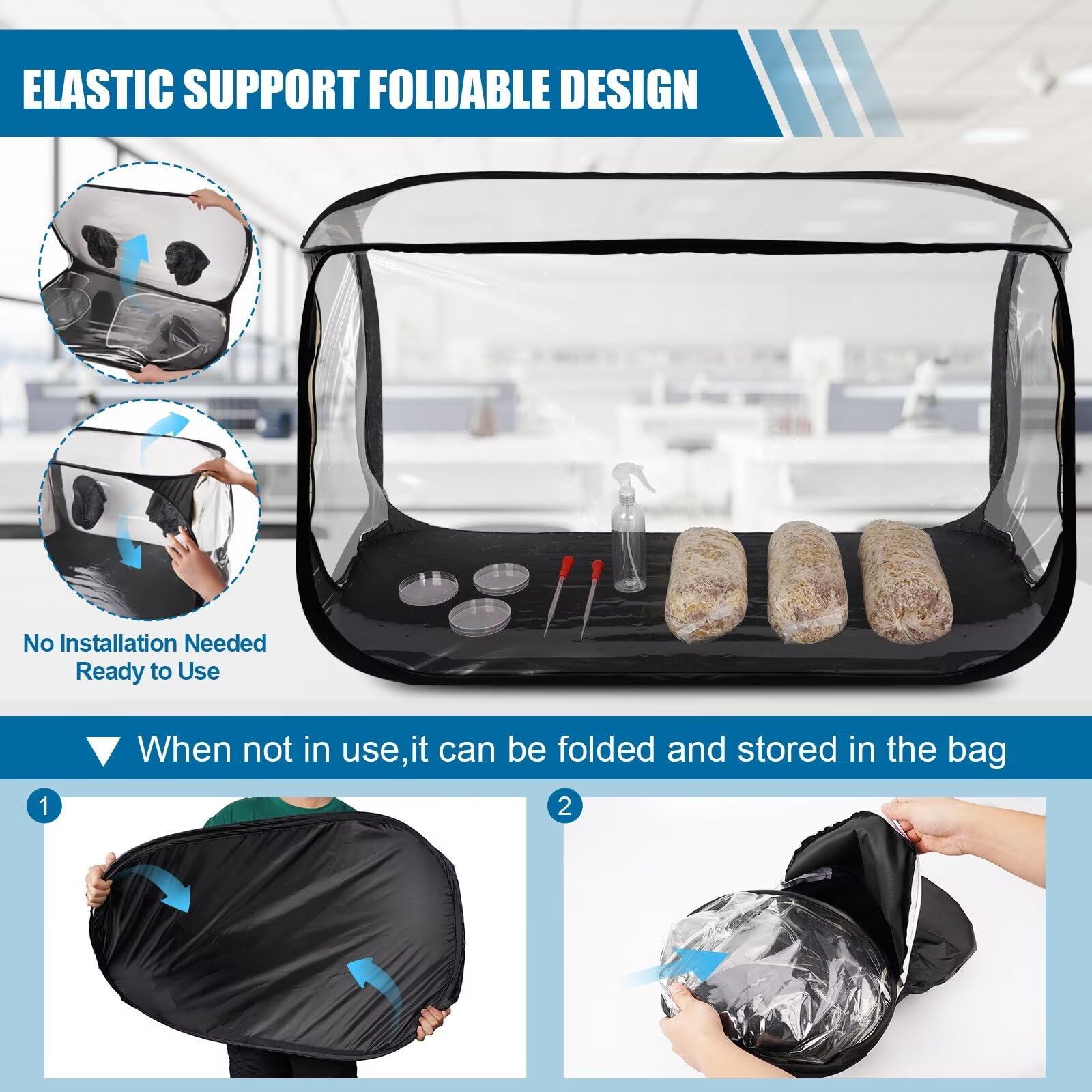 Salcod folded in storage bag for compact storage and easy transport