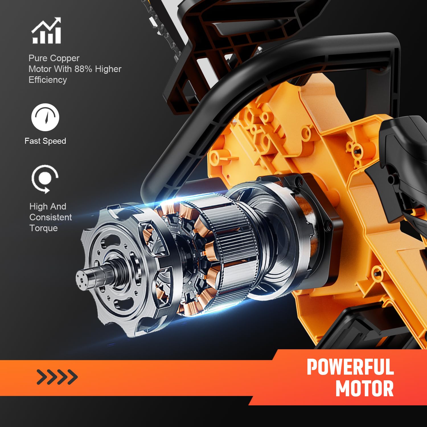 SALEM MASTER user holding saw highlighting ergonomic grip and control benefit