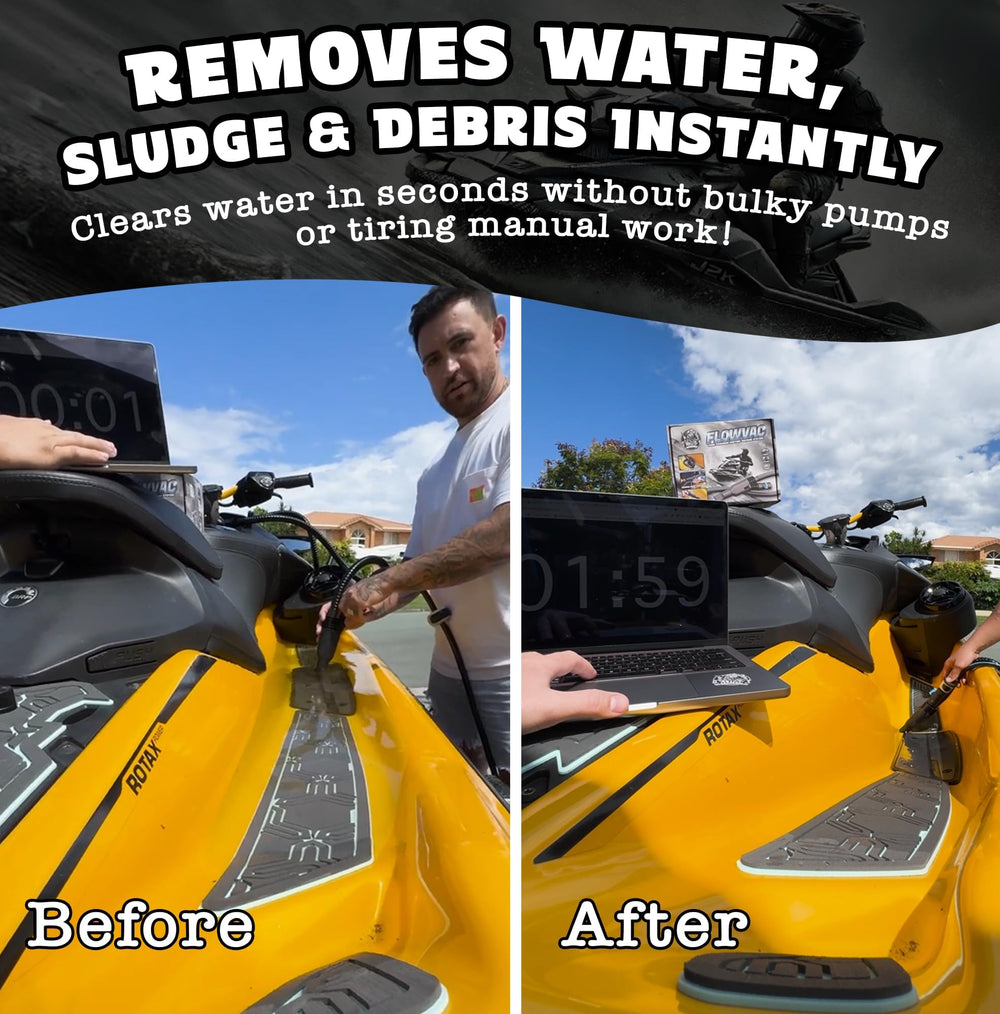 Salty Captain FlowVac in bilge usage demonstrating fast water extraction