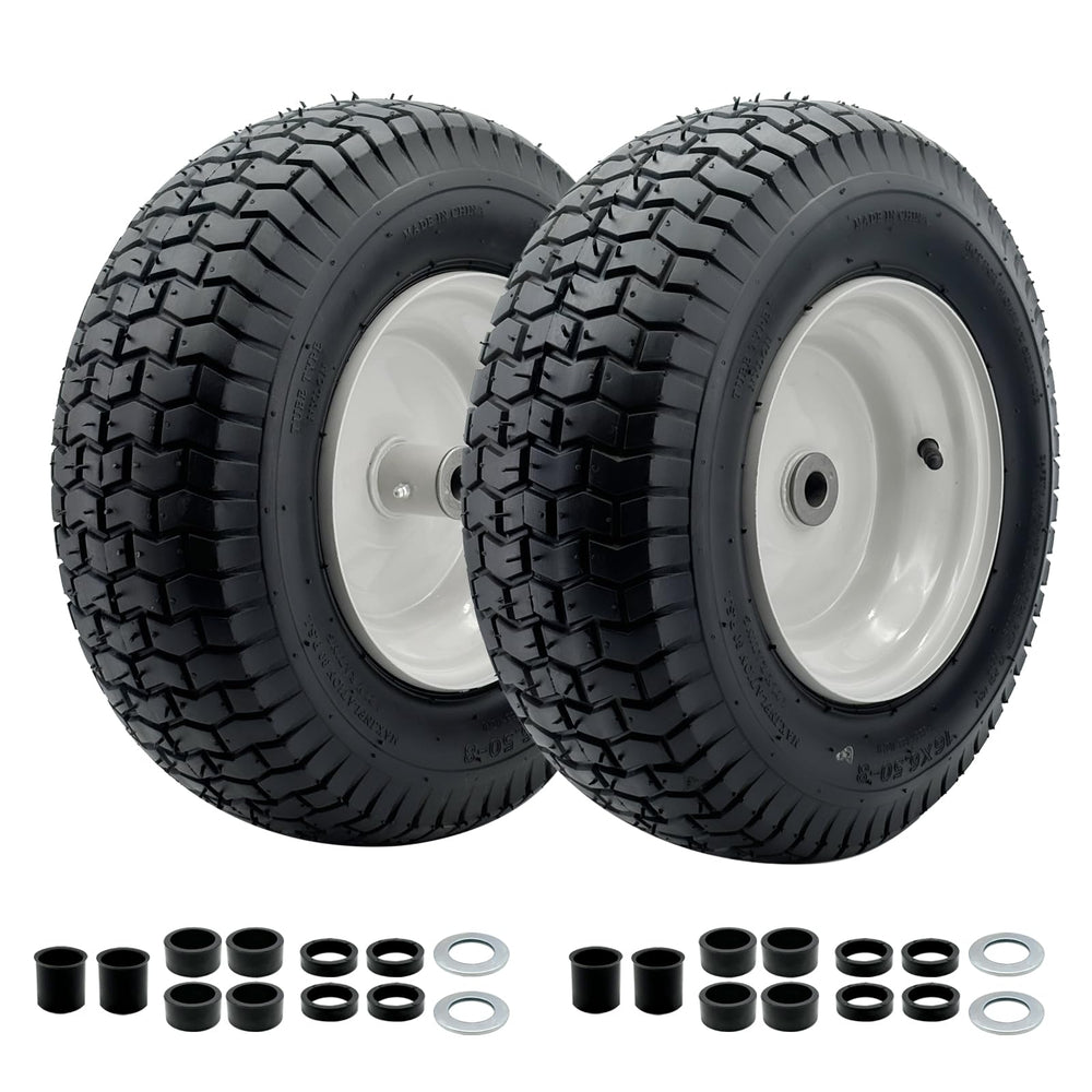 SALUTE UA front view of 16x6.50-8 wheel showing full rim and tire benefit fit