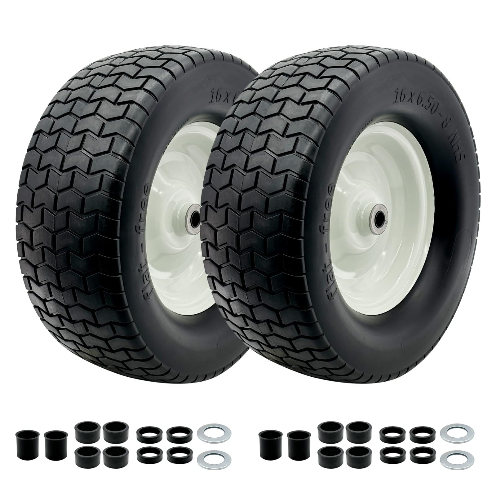 SALUTE UA front view of 16x6.50-8 wheel showing tire and rim, durable replacement