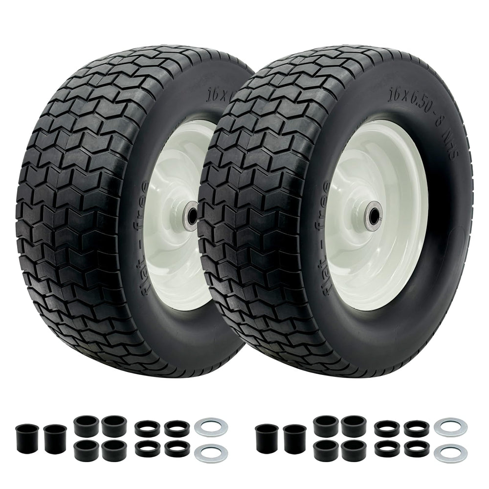 SALUTE UA front view of 16x6.50-8 wheel showing tire and rim, durable replacement