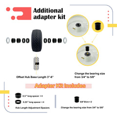 SALUTE UA hub close-up with spacers and bushings illustrating adjustable hub options