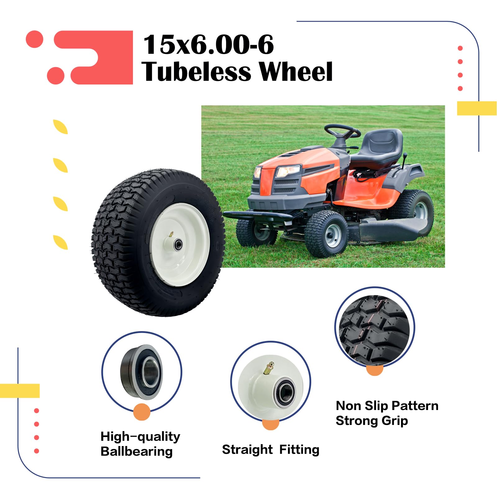 SALUTE UA wheel installed on riding mower demonstrating fit and practical use