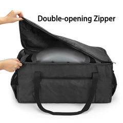 samdew front pocket with tongs and brush keeps grill tools handy