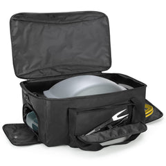 samdew front view closed bag protecting a compact grill for easy transport