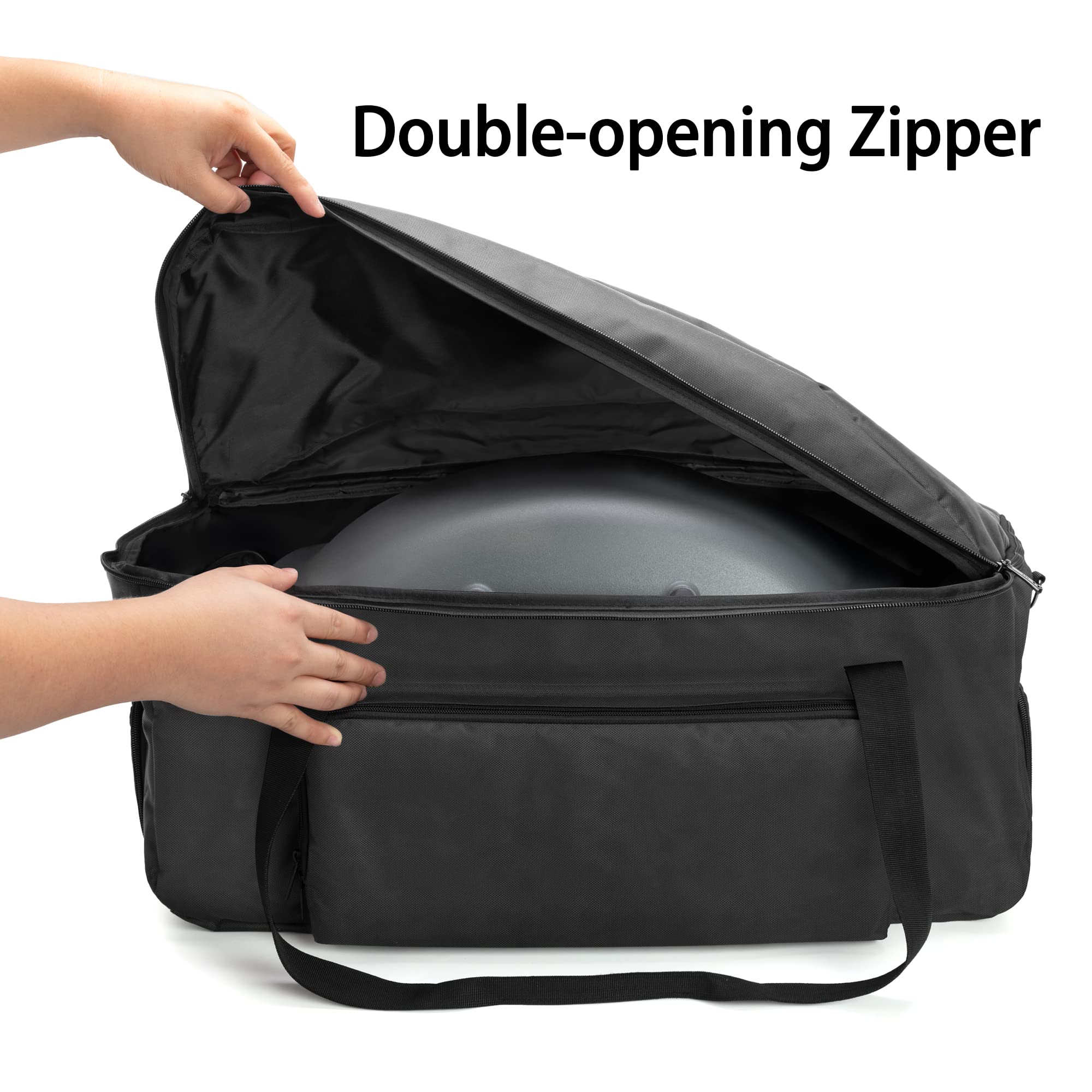 samdew full-open top showing smooth grill loading and two-way zipper benefit