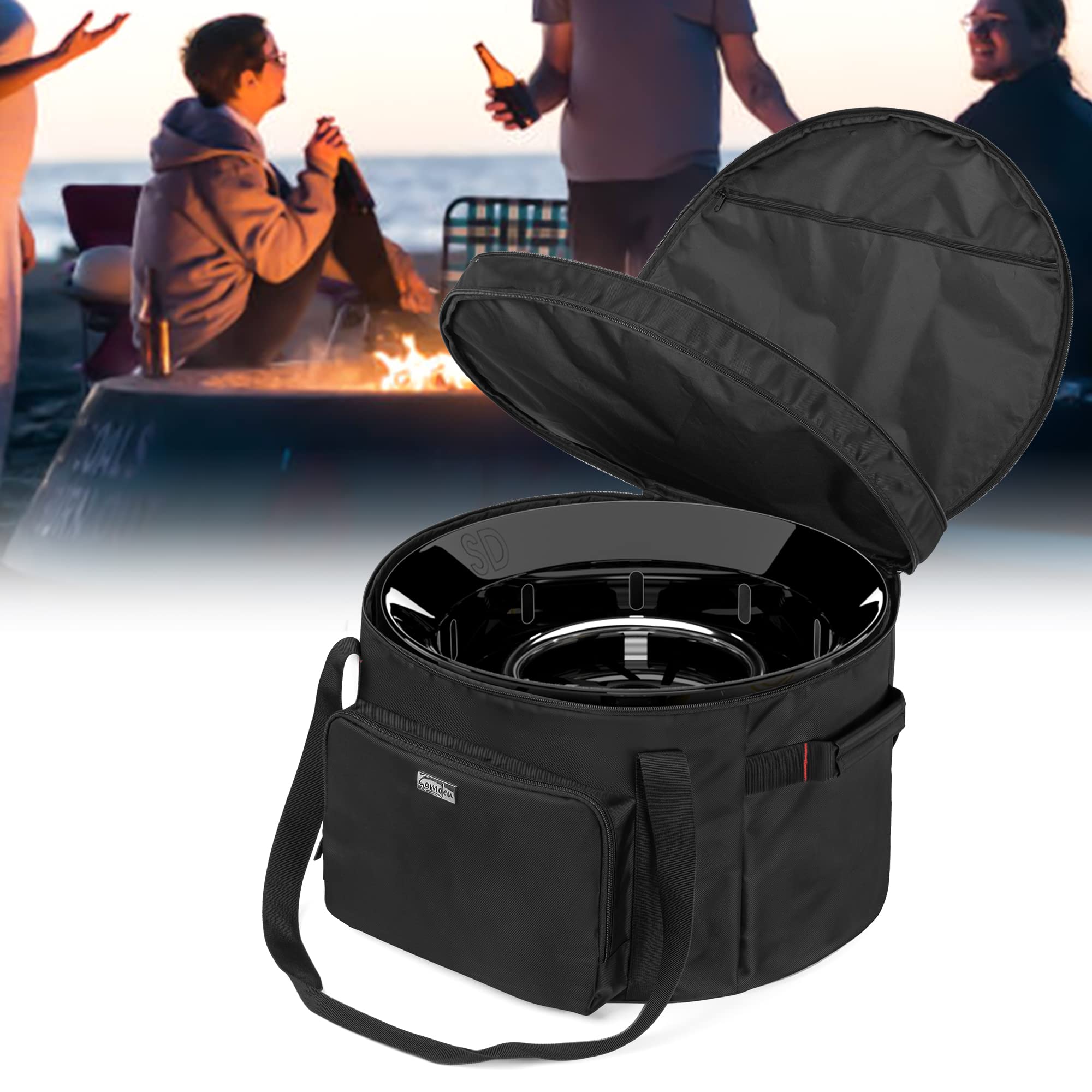 samdew bag at backyard patio showing easy transport and quick setup