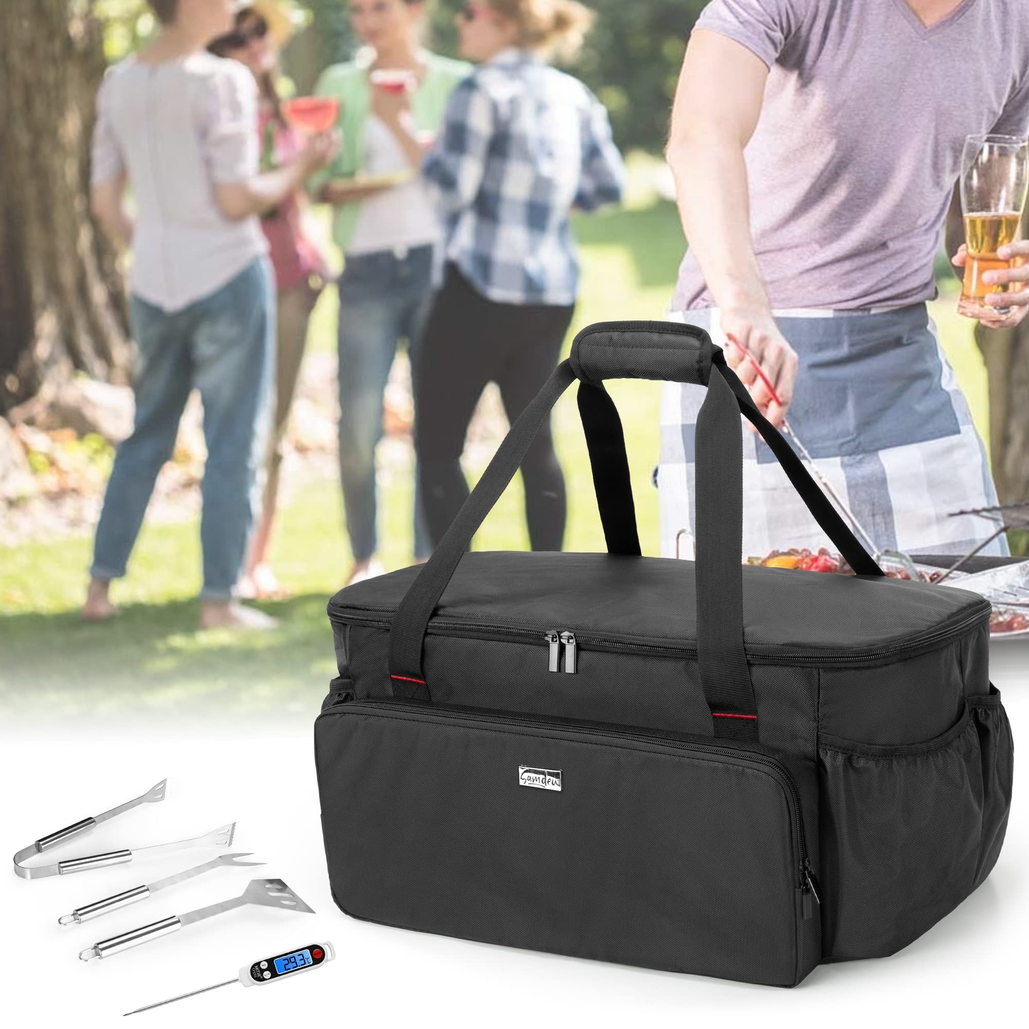 samdew bag in campsite setup protecting grill and gear for outdoor use