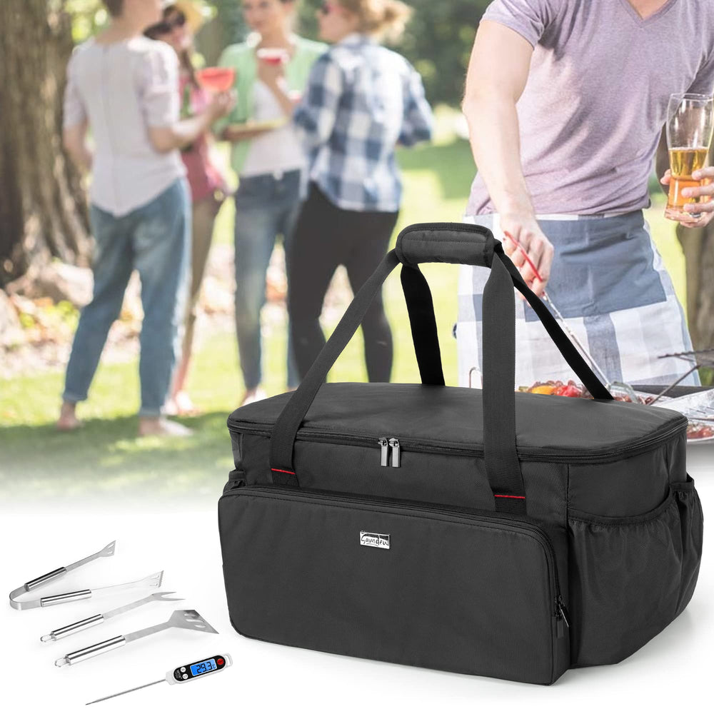samdew bag in campsite setup protecting grill and gear for outdoor use