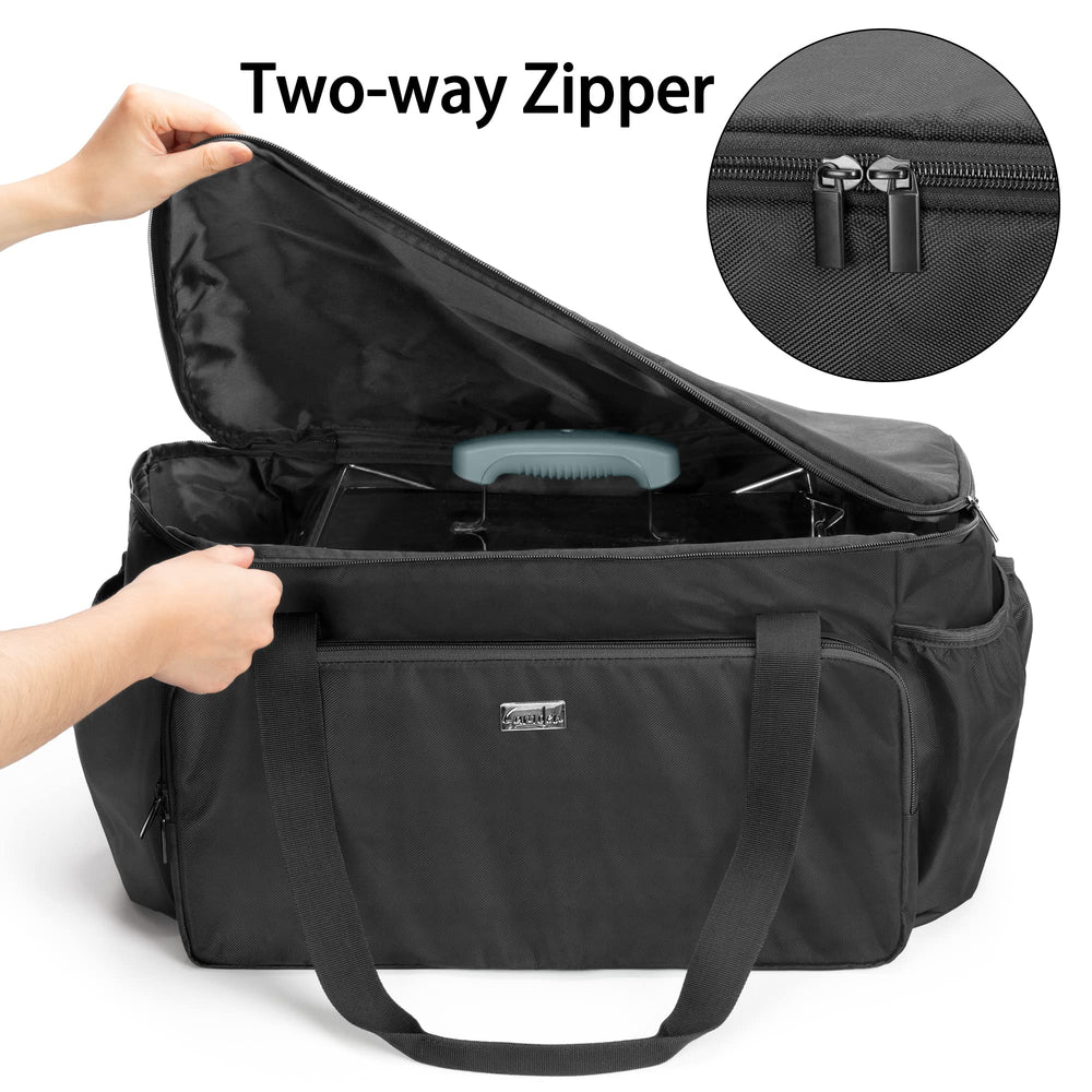 samdew side pockets holding a one‑pound propane cylinder for convenience
