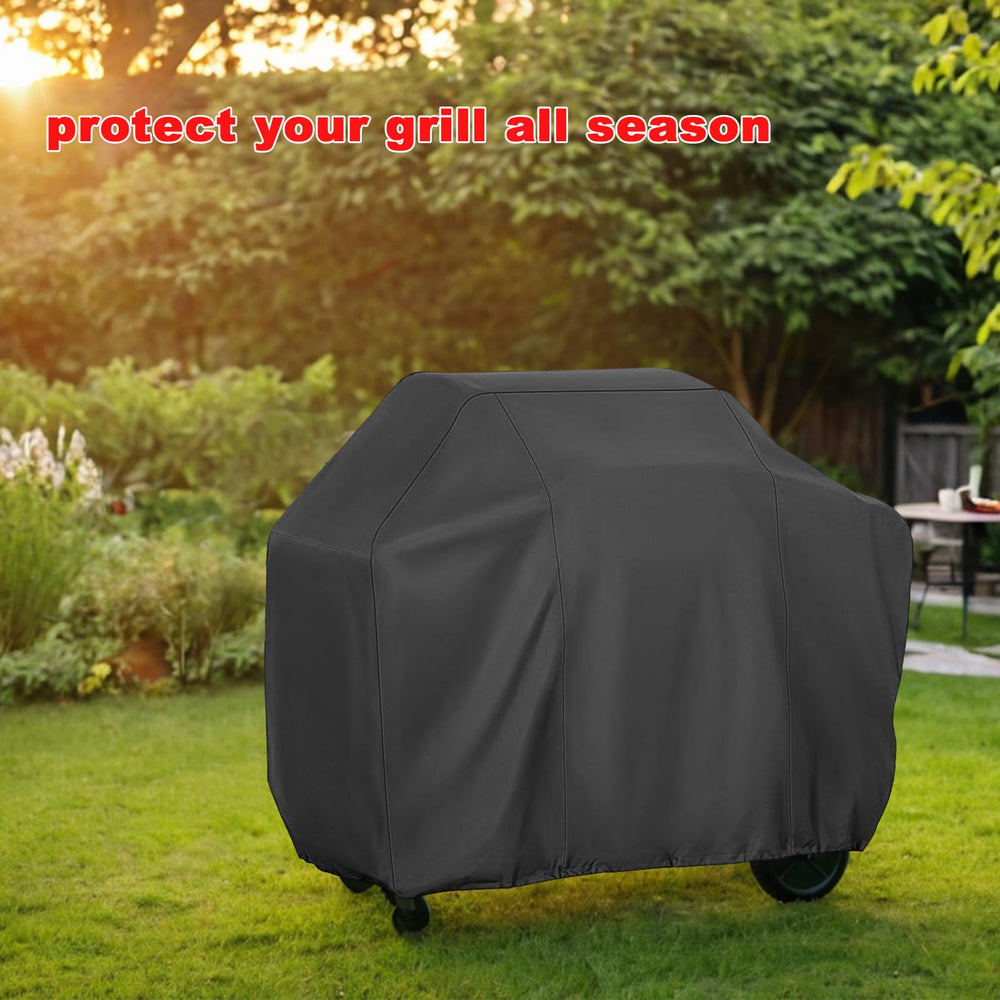 Samhe cover on patio grill illustrating weatherproof outdoor use
