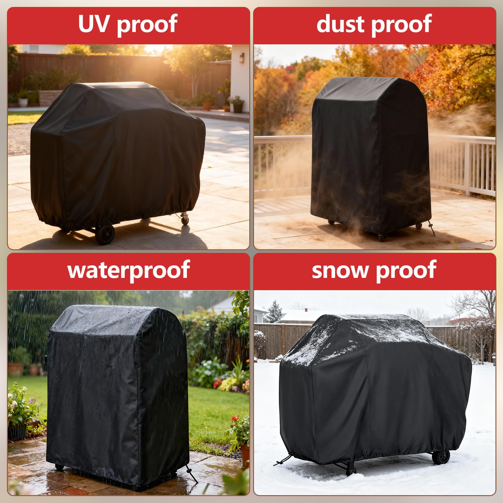 Samhe cover over grill side shelf showing complete width protection