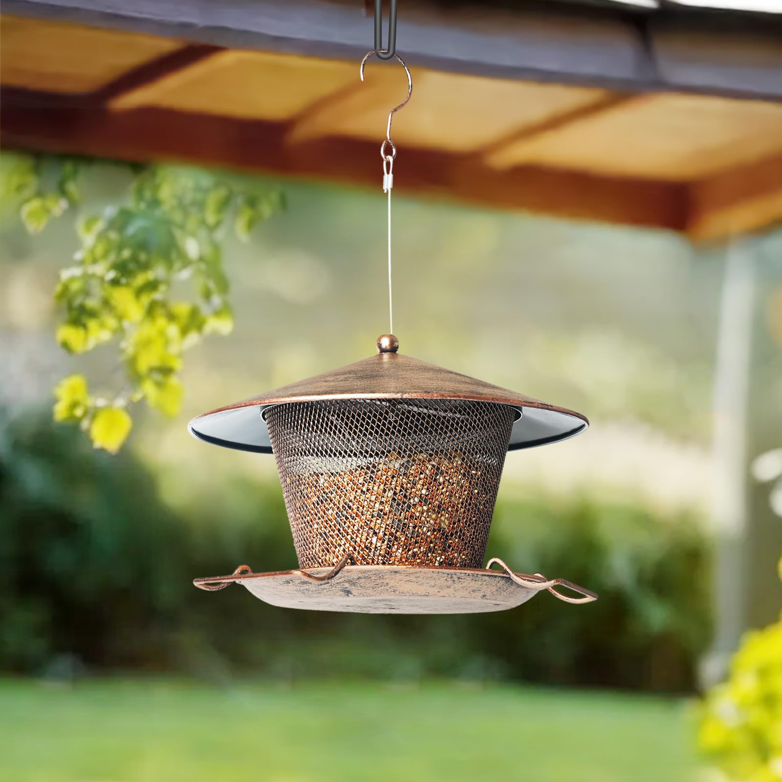 Samhe hanging on porch illustrating easy installation and viewing