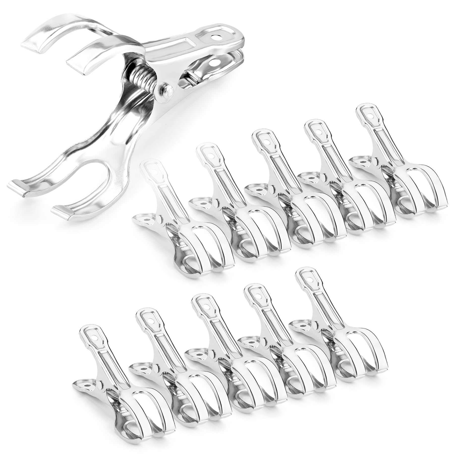 Samhopo front view of 60 pack clips showing durable stainless construction and quantity