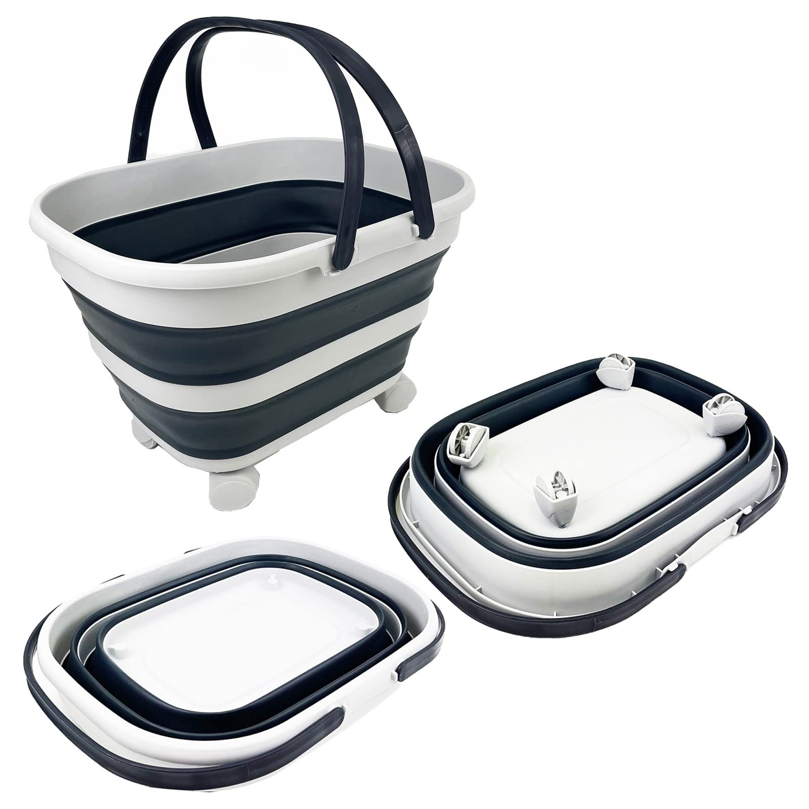 SAMMART front view showing grey collapsible basket and clear branding for easy identification and packing