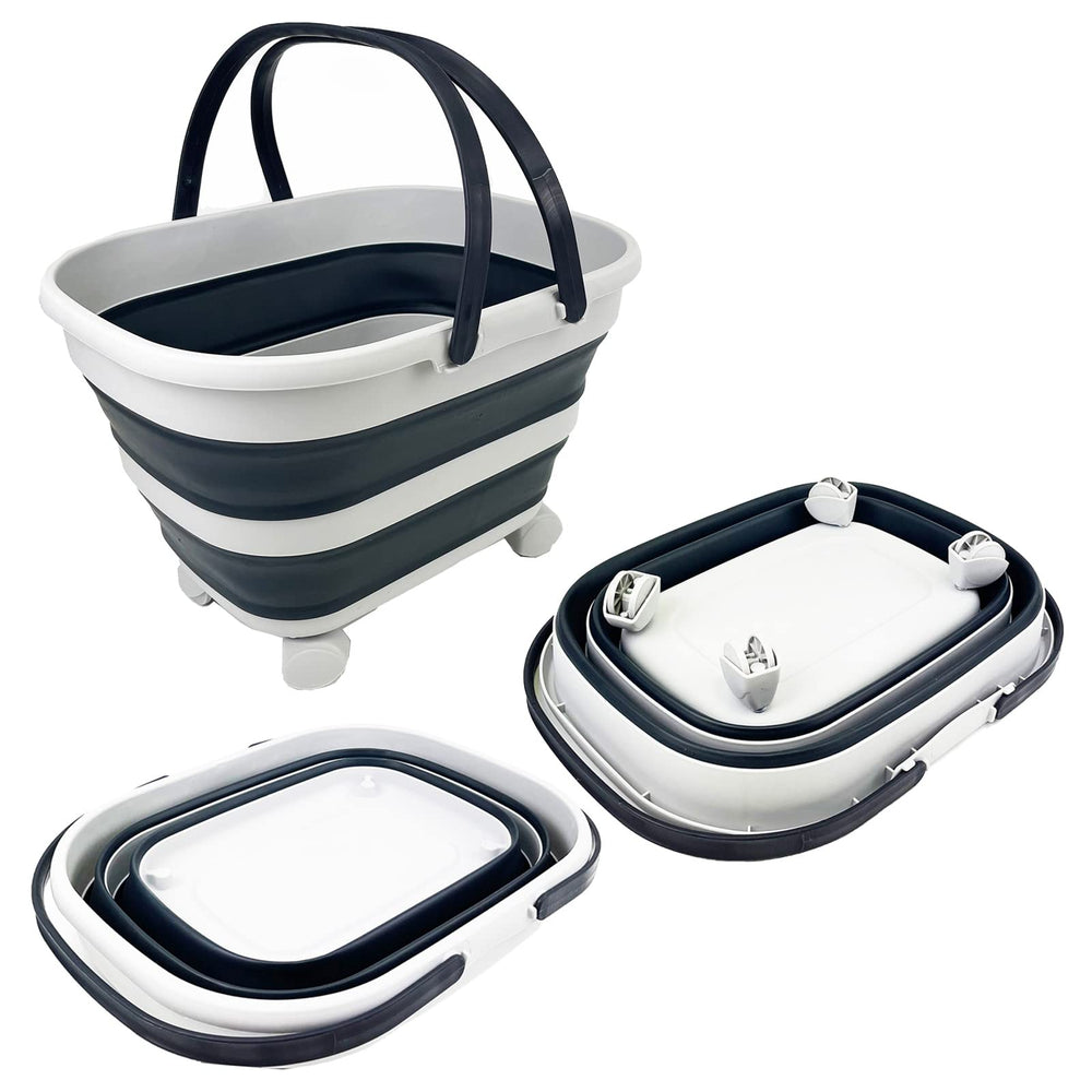 SAMMART front view showing grey collapsible basket and clear branding for easy identification and packing