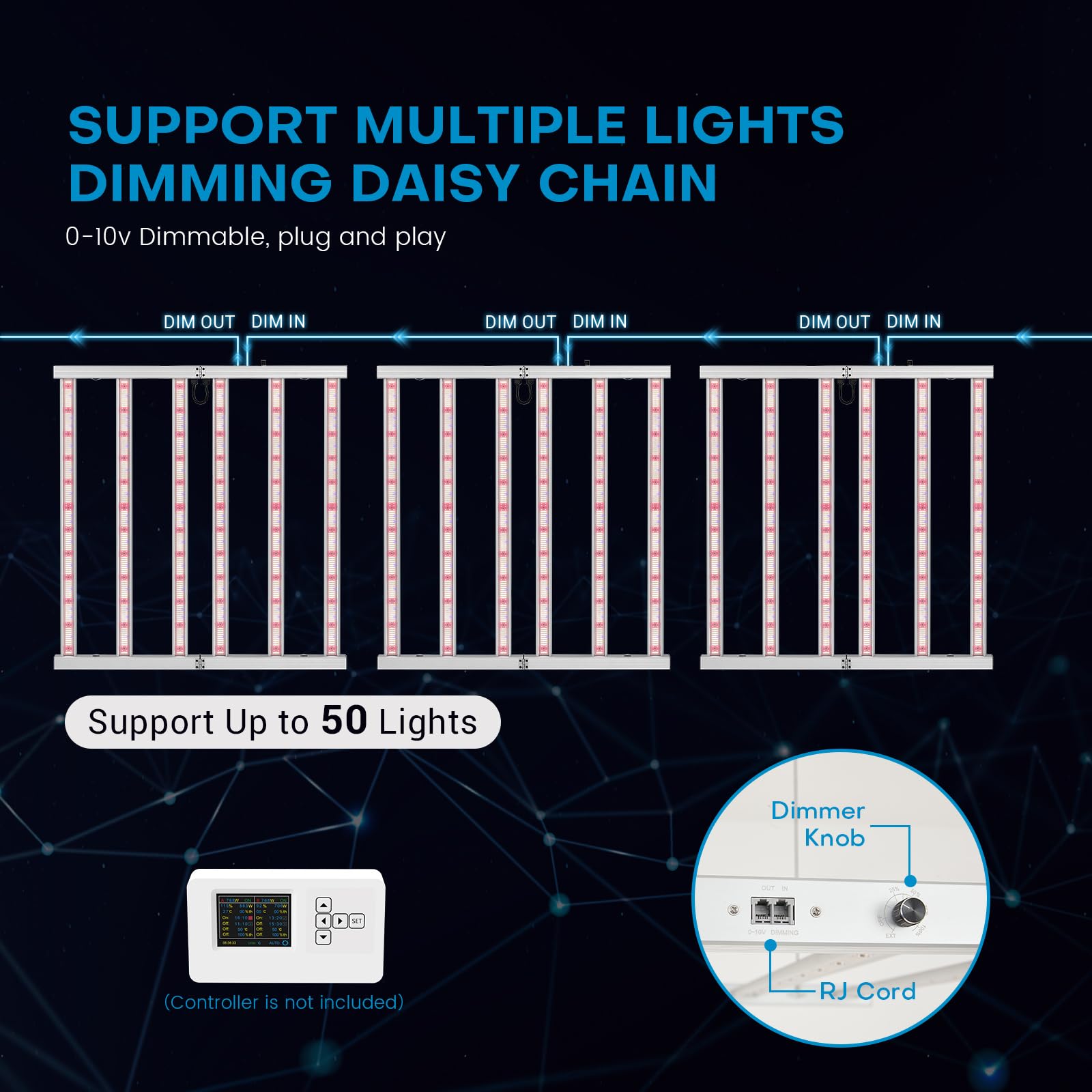SAMPHON dimmer and daisy-chain ports enabling linked light control