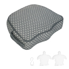 Samplife booster seat front view showing cushioned top and grey cover for comfort