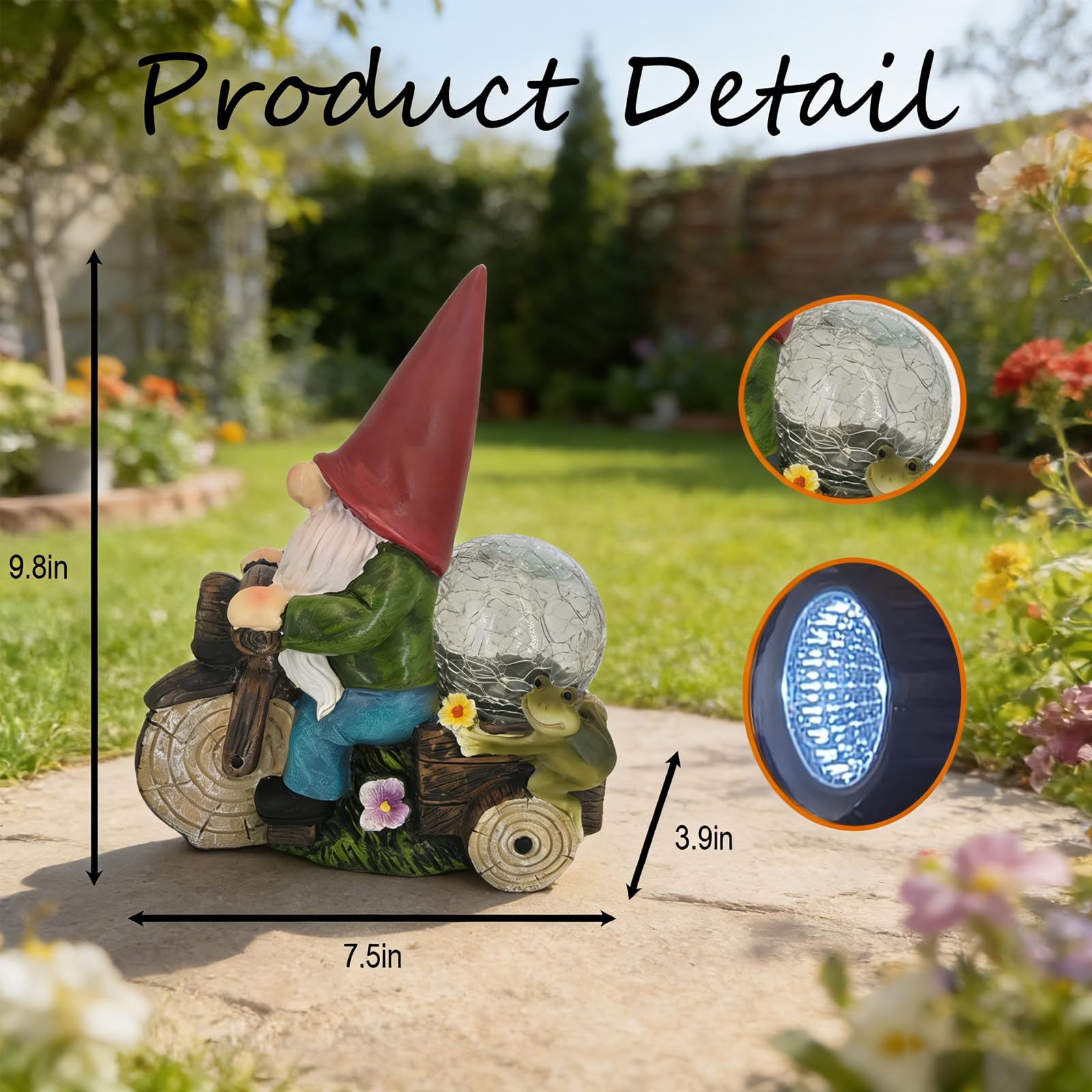 SAMPU CRAFT back label showing solar panel placement and outdoor durability info
