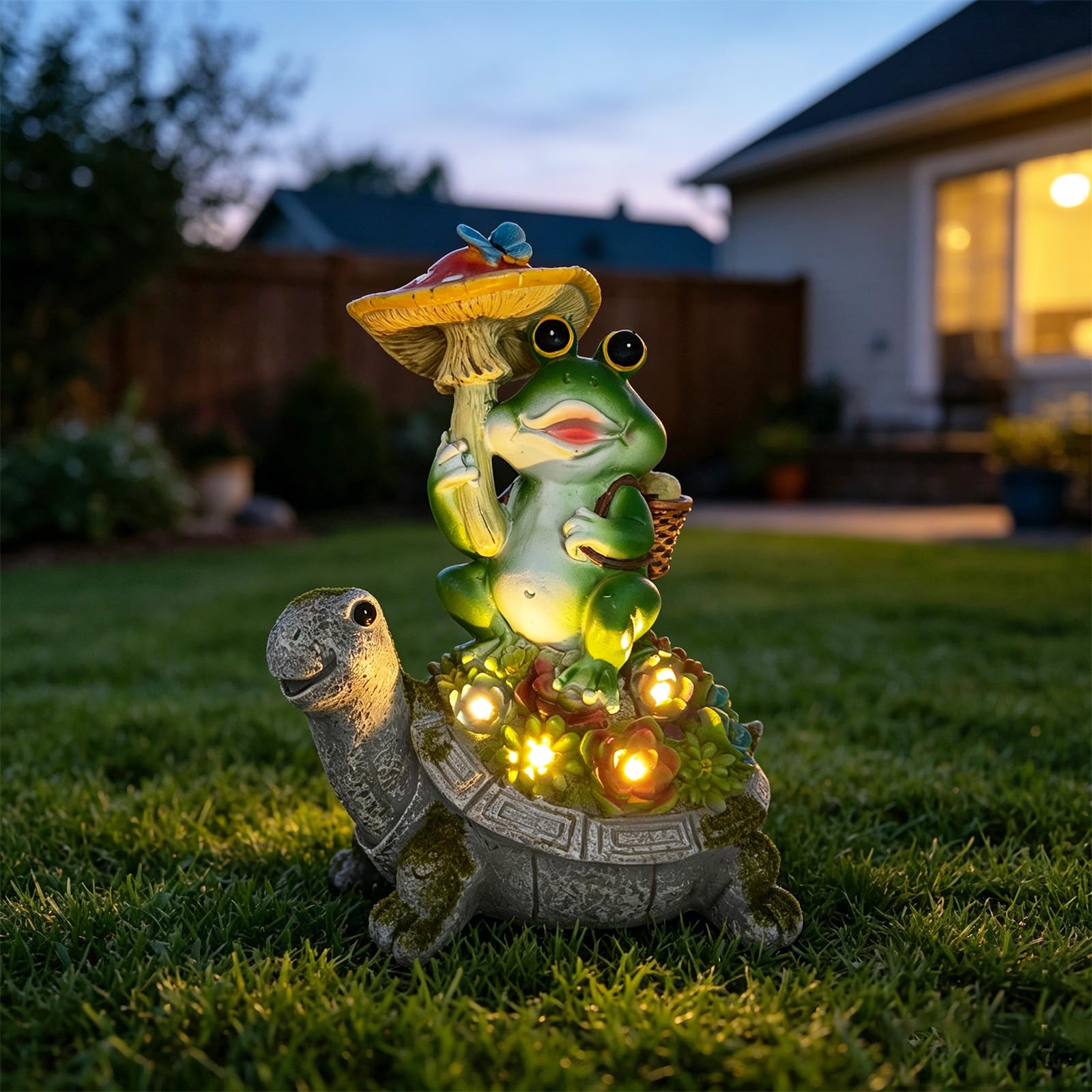 SAMPU CRAFT front view showing friendly frog and turtle, adds charming garden accent