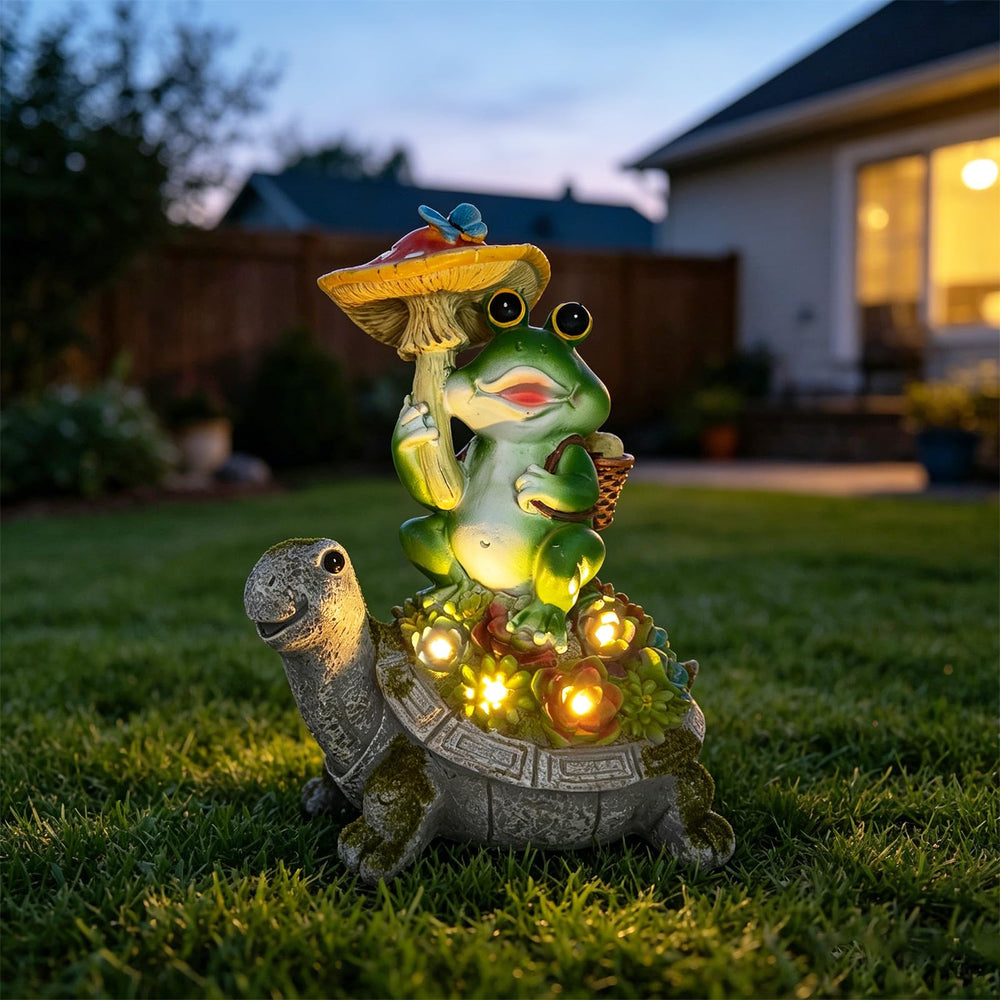 SAMPU CRAFT front view showing friendly frog and turtle, adds charming garden accent