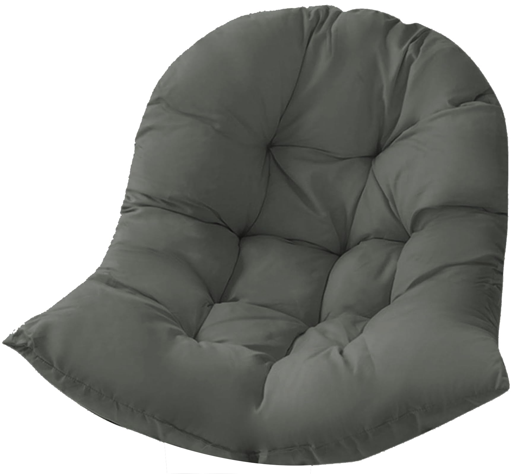 Samtiny front view of dark grey egg chair cushion showing full coverage and comfort