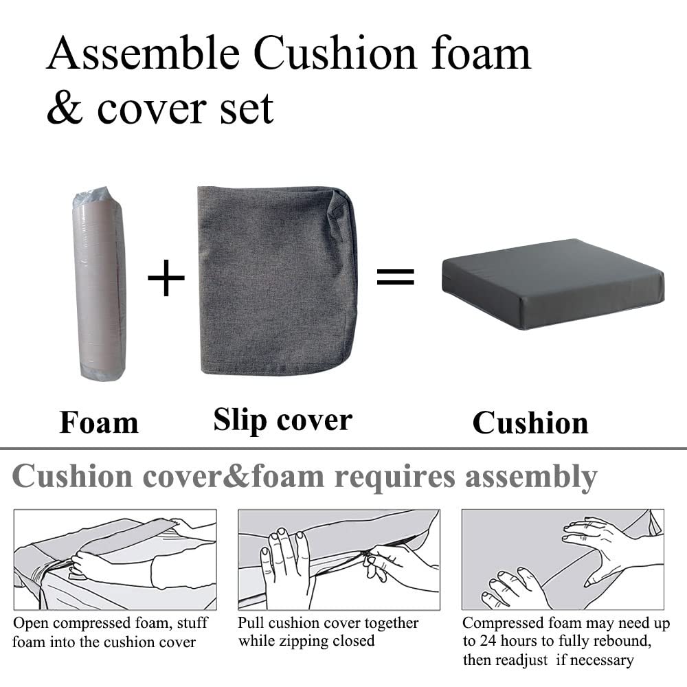 SAMTY gray cushion placed on patio chair providing comfortable seating