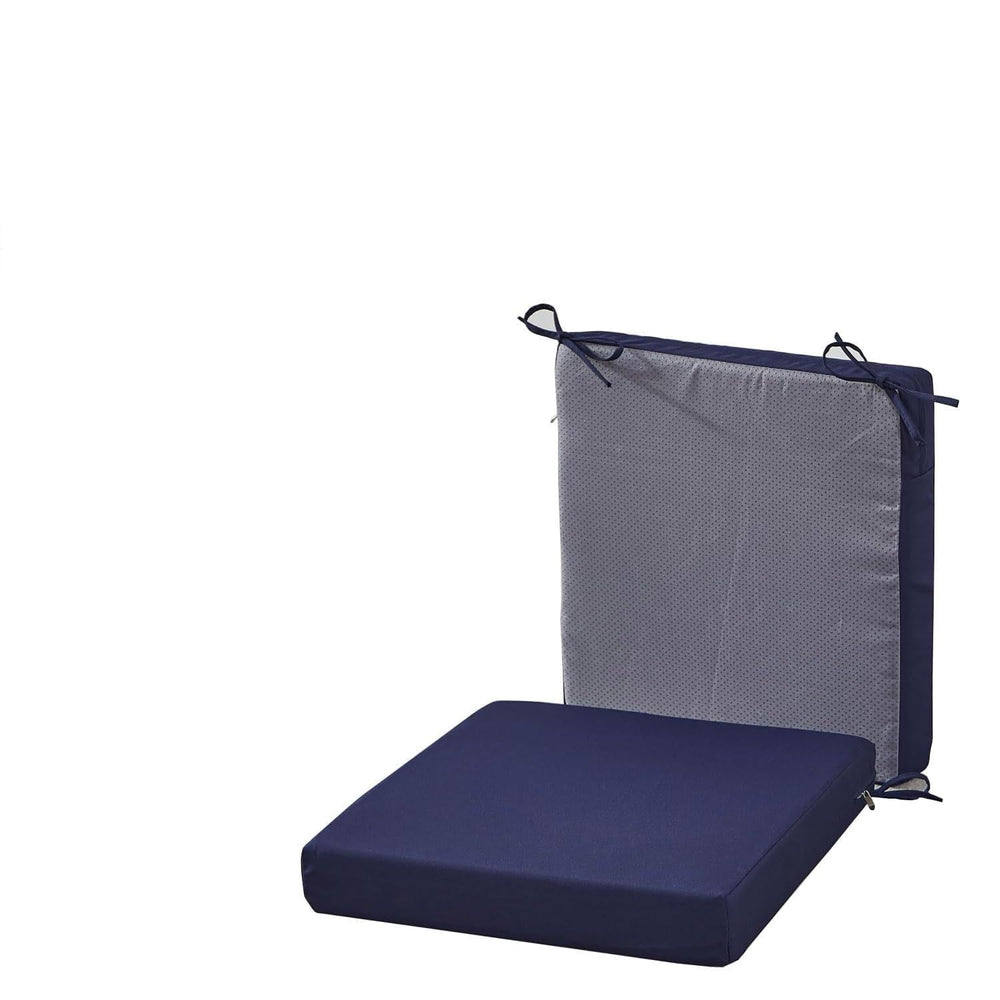 SAMTY front view of navy blue cushions showing neat finish and quick-refresh benefit